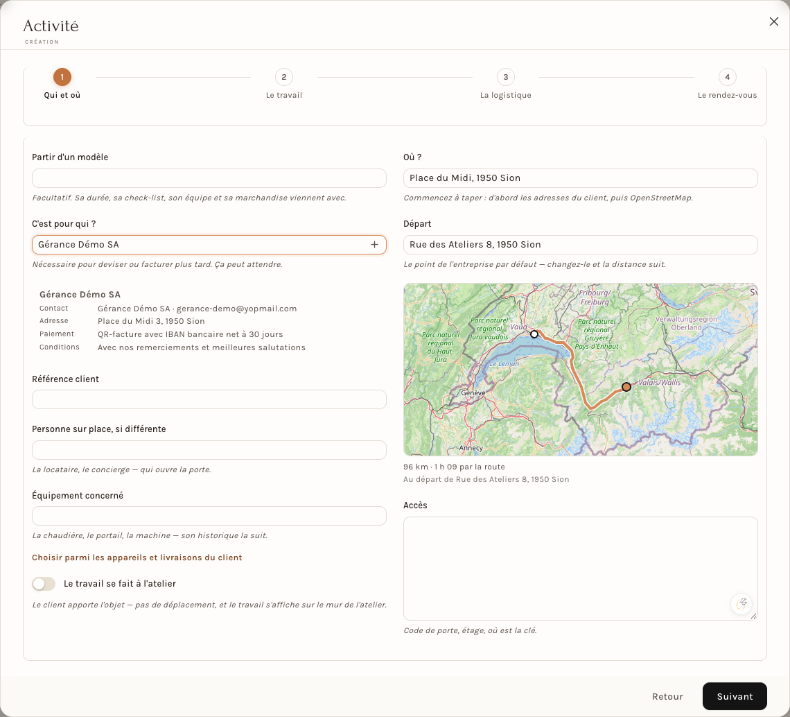 L'assistant Activité, première étape