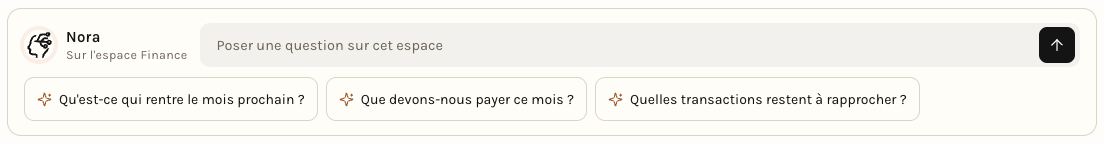 Le bloc Nora de l'espace Finance