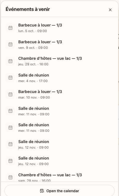 Les événements à venir