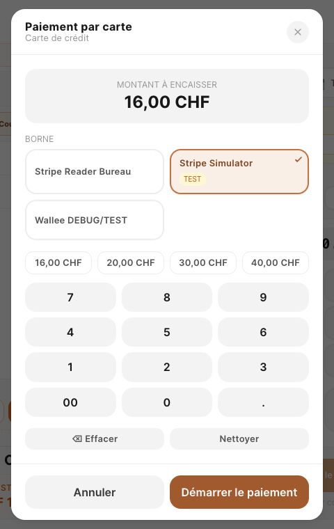 La fenêtre Paiement par carte