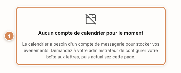 Le message affiché à un compte sans calendrier