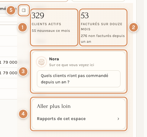 Le panneau de droite de la liste des clients, quand aucune ligne n'est choisie