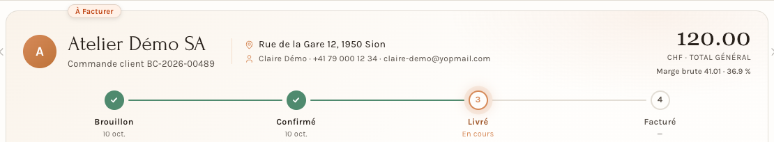La commande client après la livraison du fournisseur