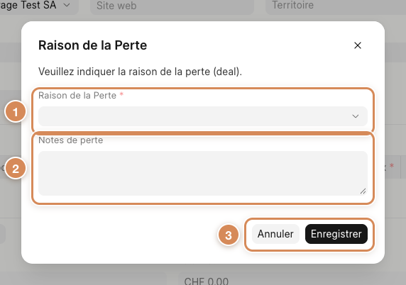 La fenêtre Raison de la Perte