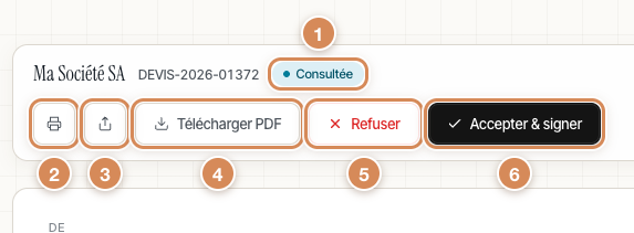 La barre du haut de la page publique