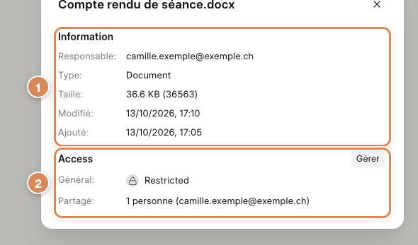 Les informations d'un fichier : propriétaire, type, taille, dates et accès