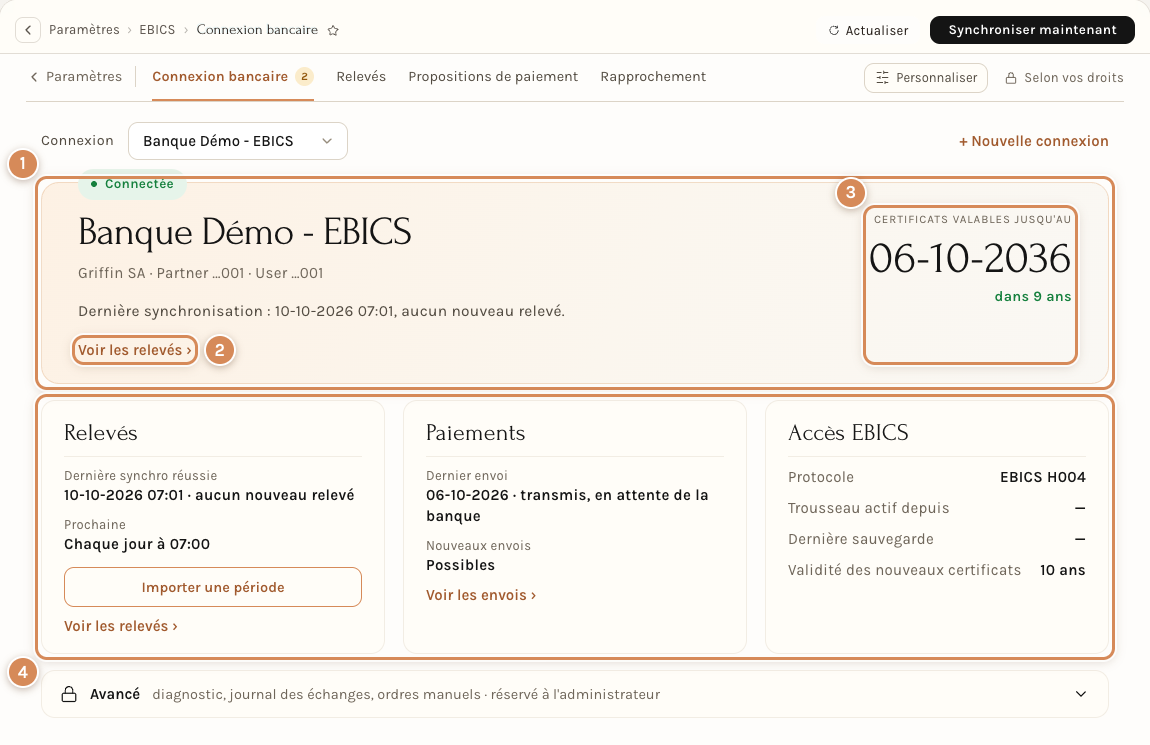 La carte Connectée de la page Connexion bancaire