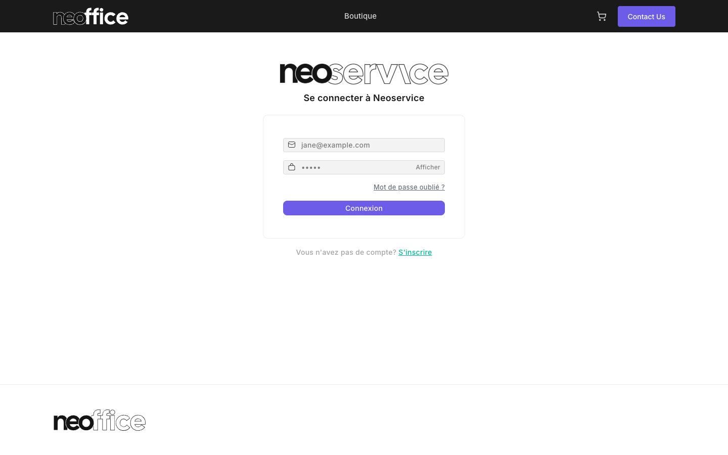 L'écran de connexion de l'espace client