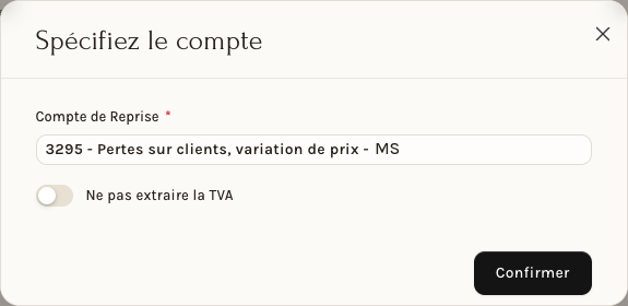 La fenêtre Spécifiez le compte