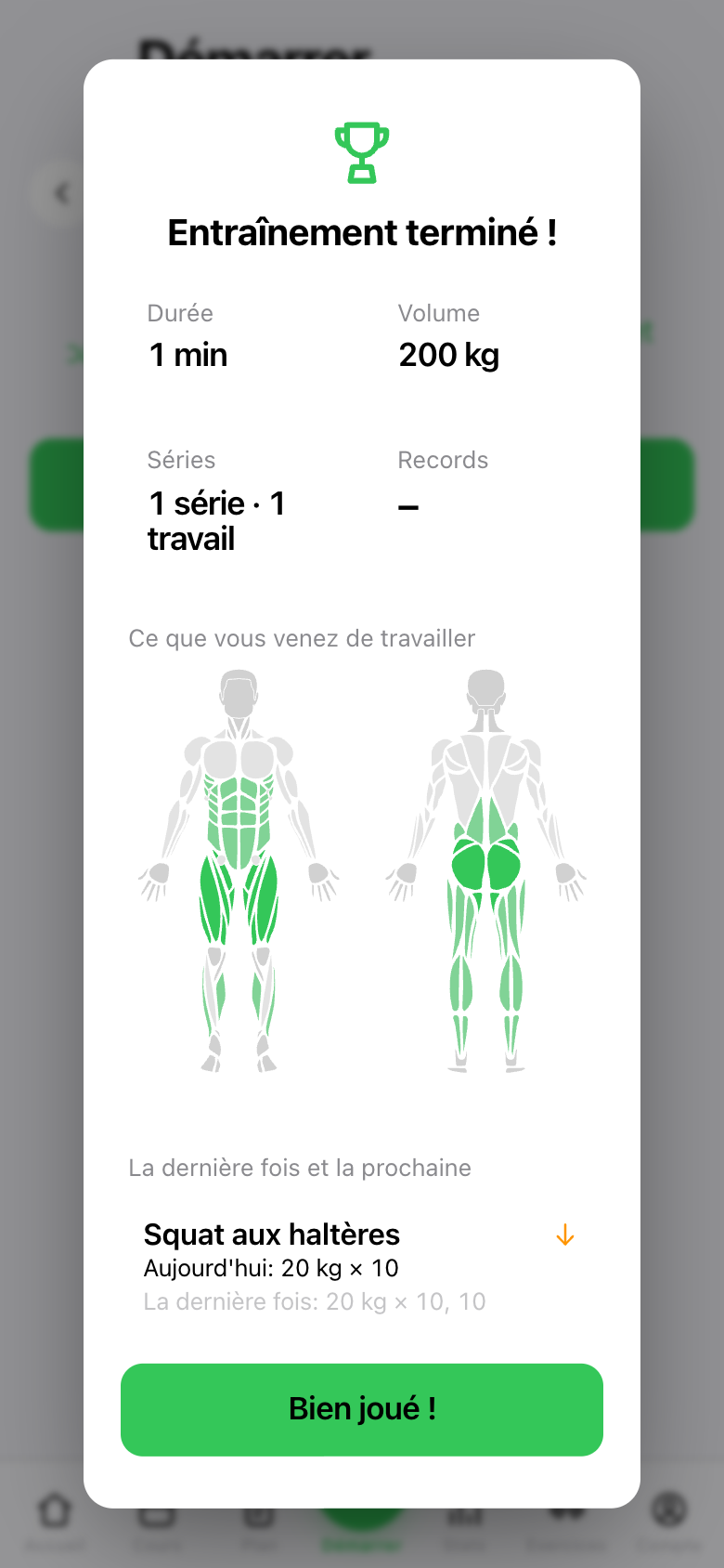 Le bilan d'une séance terminée