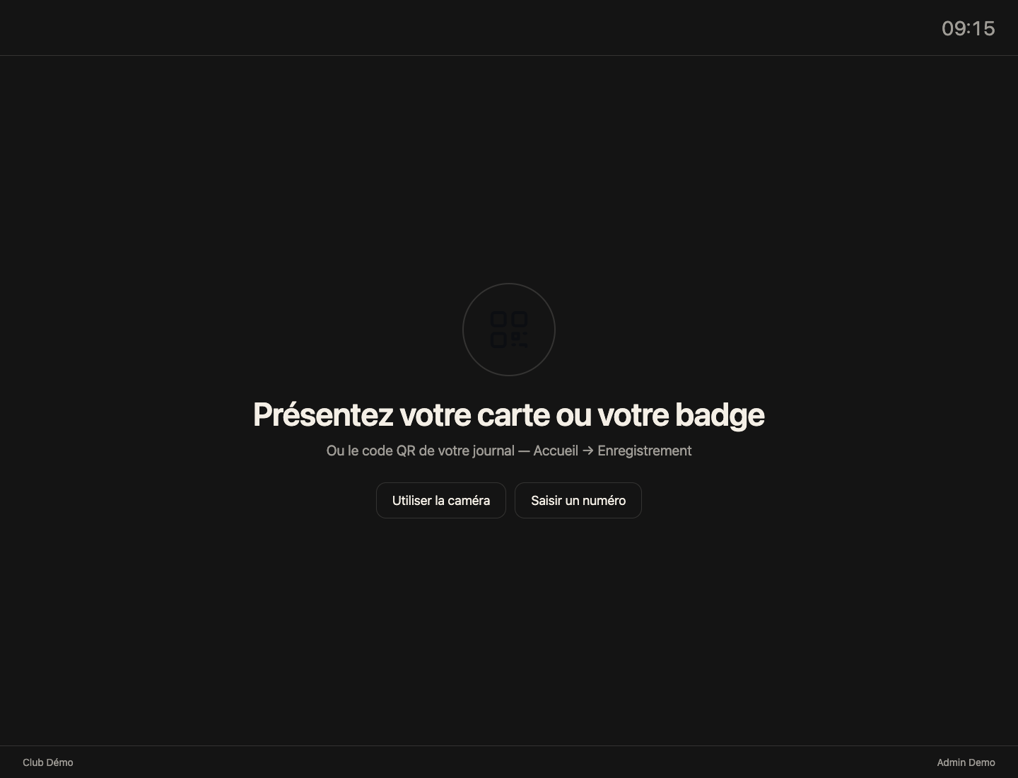 L'écran d'attente de la borne
