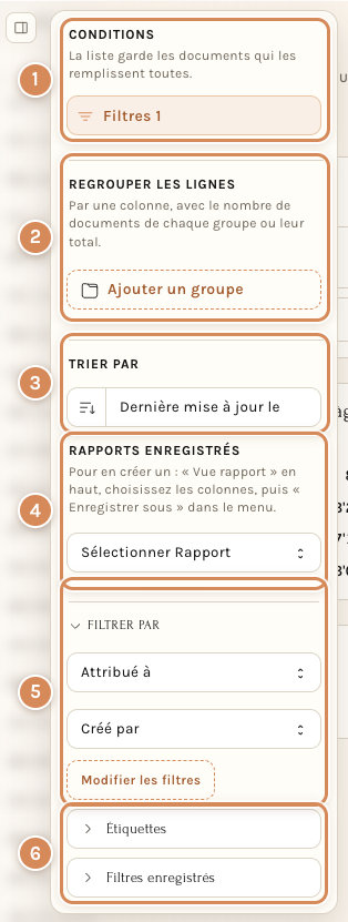 La carte Filtre avancé