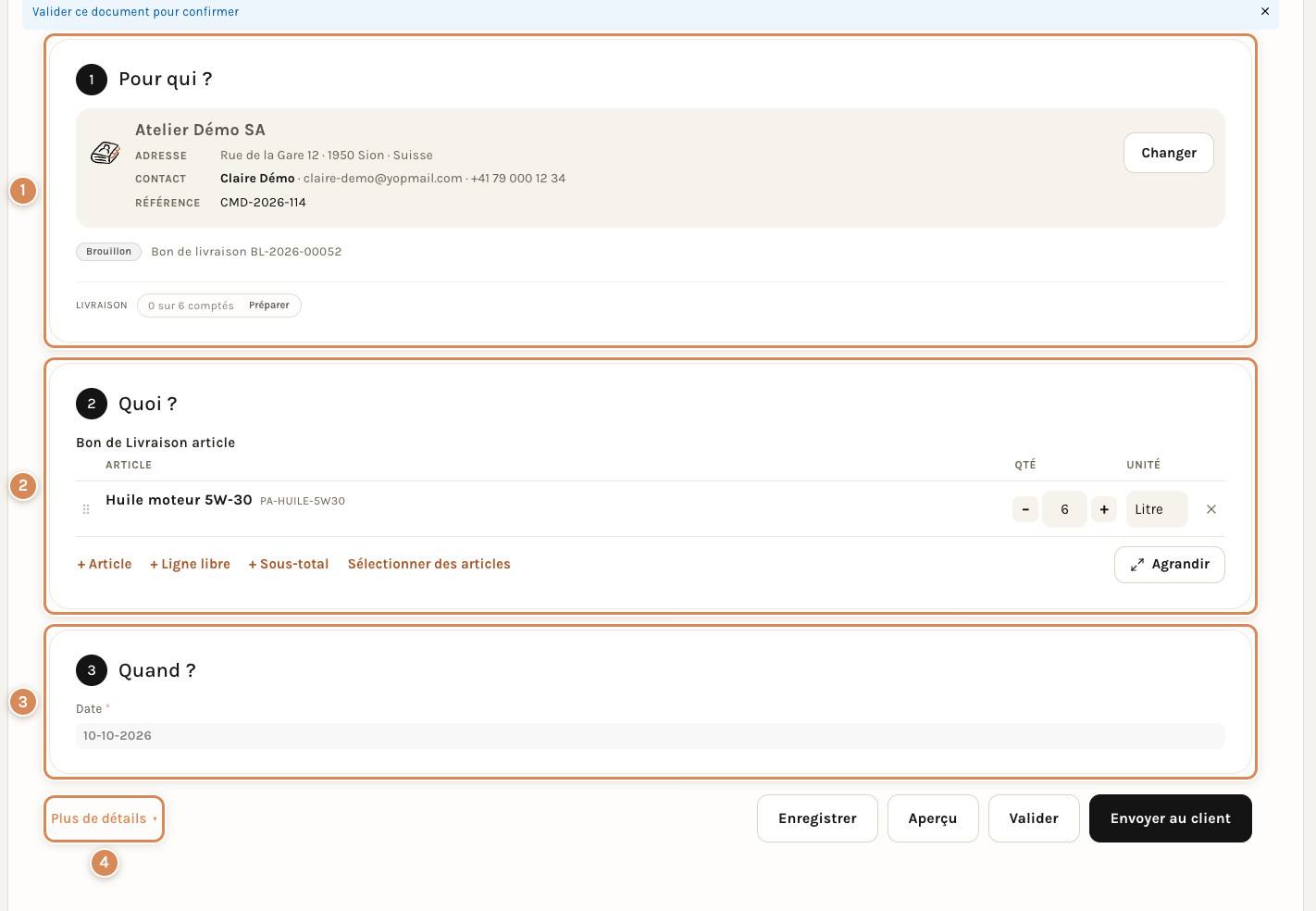 Le bon de livraison en vue Simple : trois questions