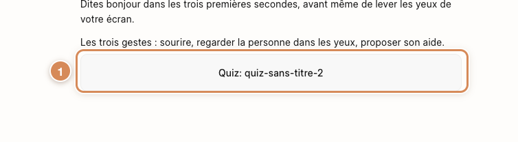 La leçon avec son bloc Quiz