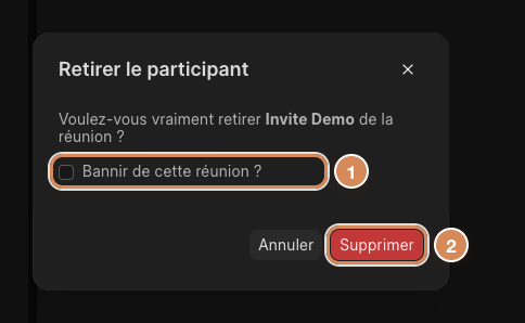 La fenêtre Retirer le participant