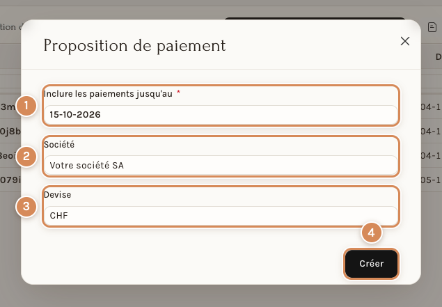 La fenêtre de création d'une proposition