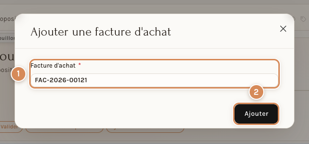 La fenêtre Ajouter une facture d'achat