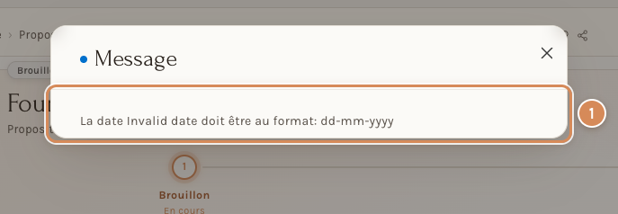 Le message d'une date qui n'existe pas