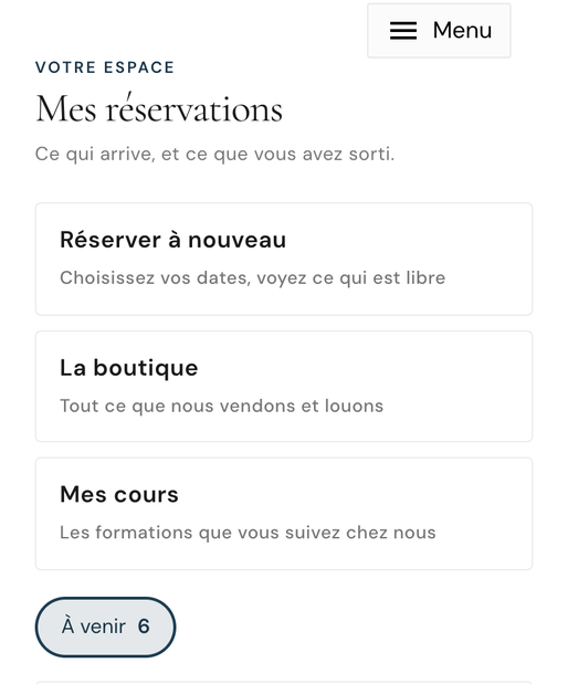 Mes réservations sur un téléphone
