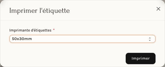 La fenêtre Imprimer l'étiquette