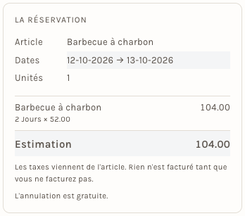 Le récapitulatif du comptoir : deux jours au tarif ordinaire