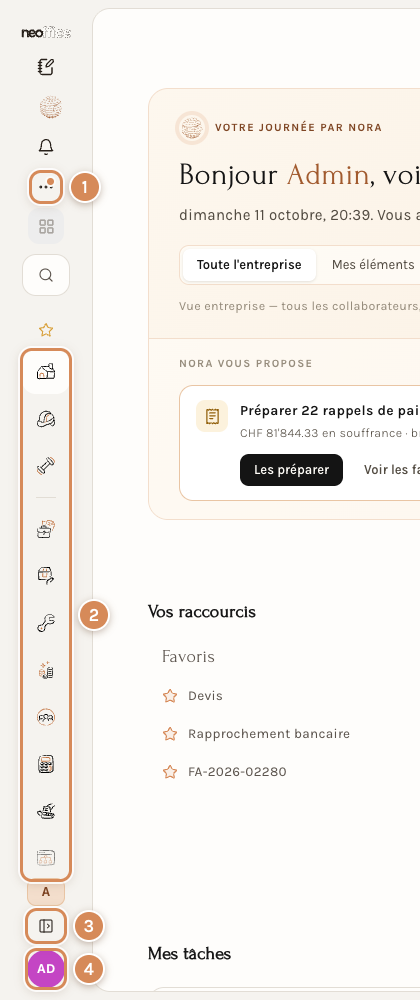 Le menu réduit à ses icônes