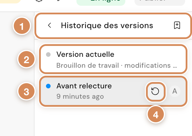 L'historique des versions d'une page