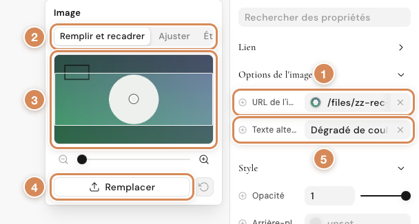 La fenêtre Image d'un bloc image, avec une image en place