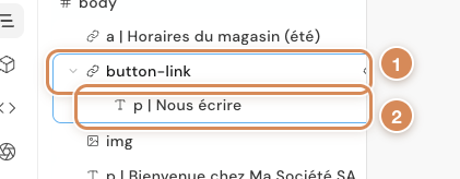 Un bouton et le texte qu'il contient, dans Calques