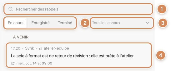 La page Plus tard